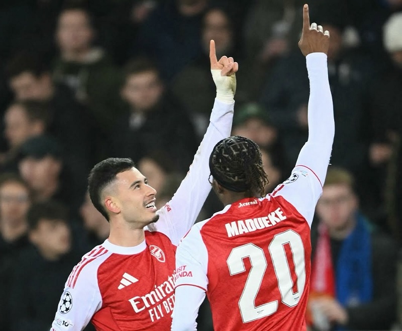 Gabriel Martinelli dan Noni Maduake jadi bintang kemenangan Arsenal atas tuan rumah Club Brugge dalam pertandingan lanjutan Liga Champions.