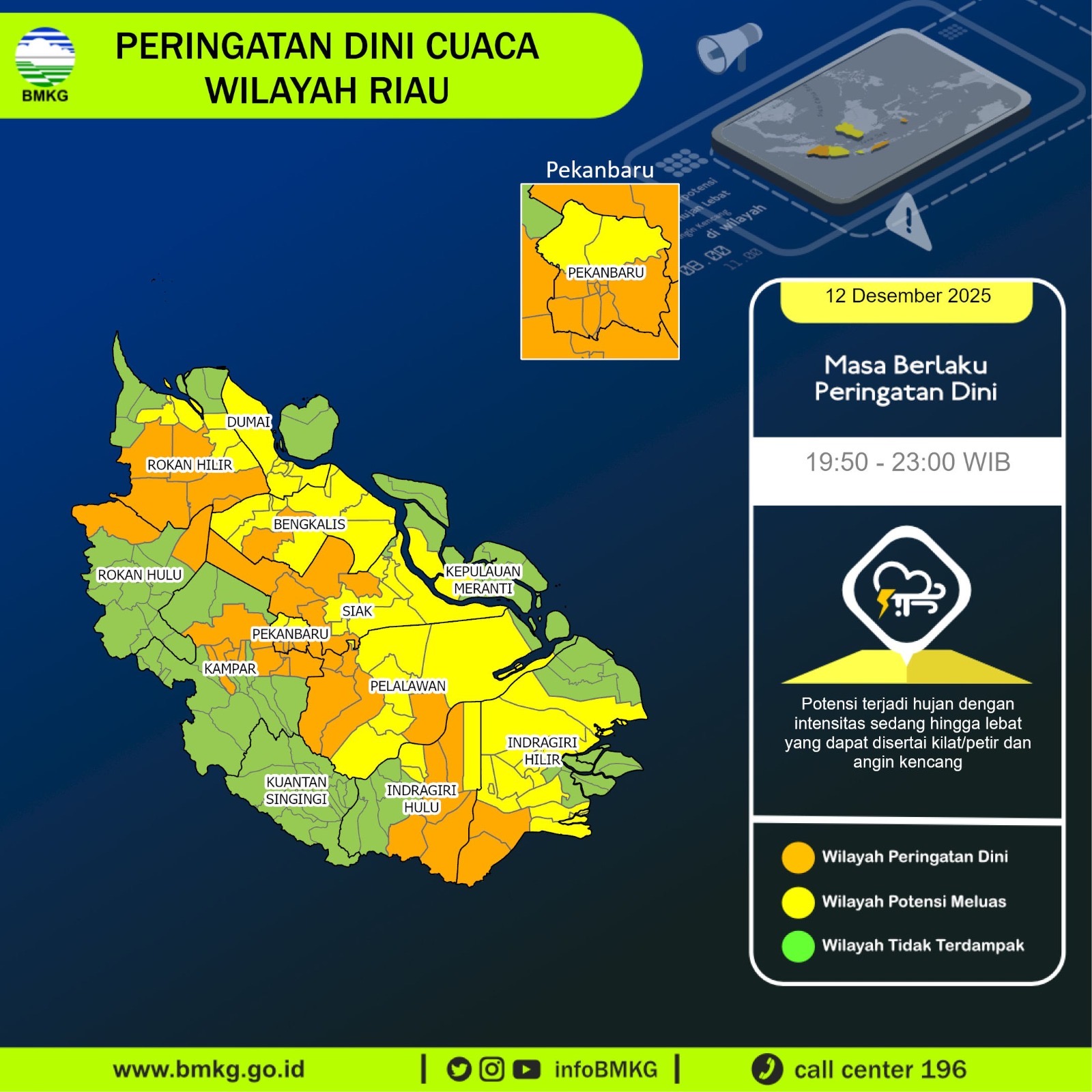Update cuaca Riau dari BMKG, Jumat (12/12/2025).