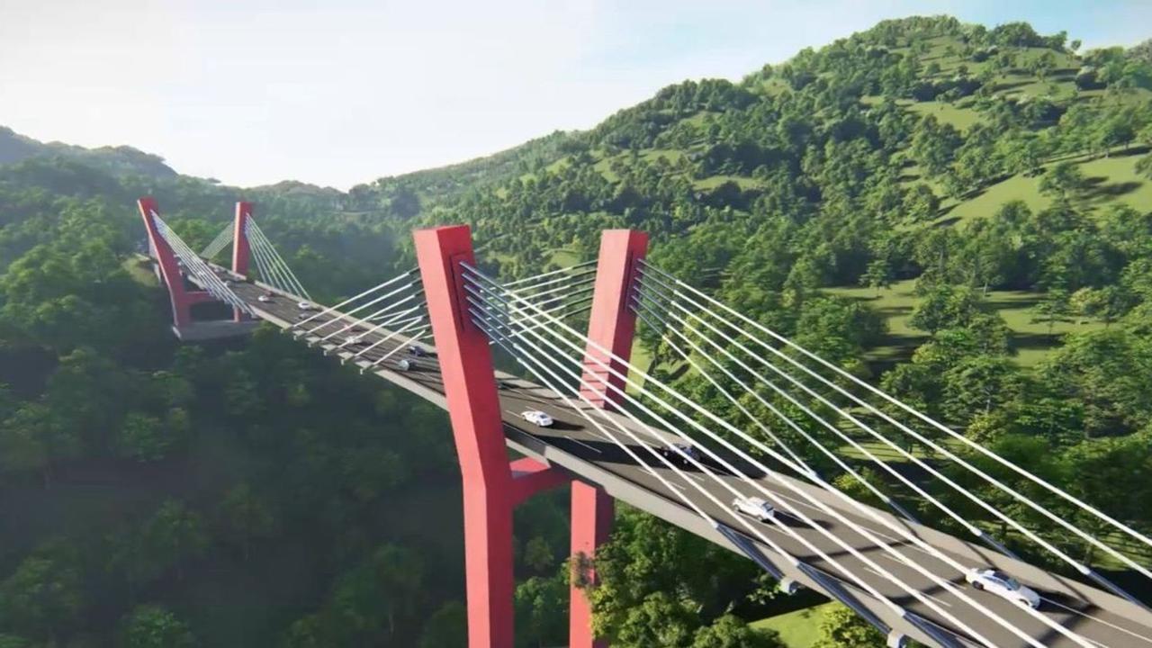 Ilustrasi desain Flyover Sitinjau Lauik di Sumatera Barat, proyek infrastruktur strategis yang dibangun untuk meningkatkan keselamatan dan kelancaran arus transportasi.