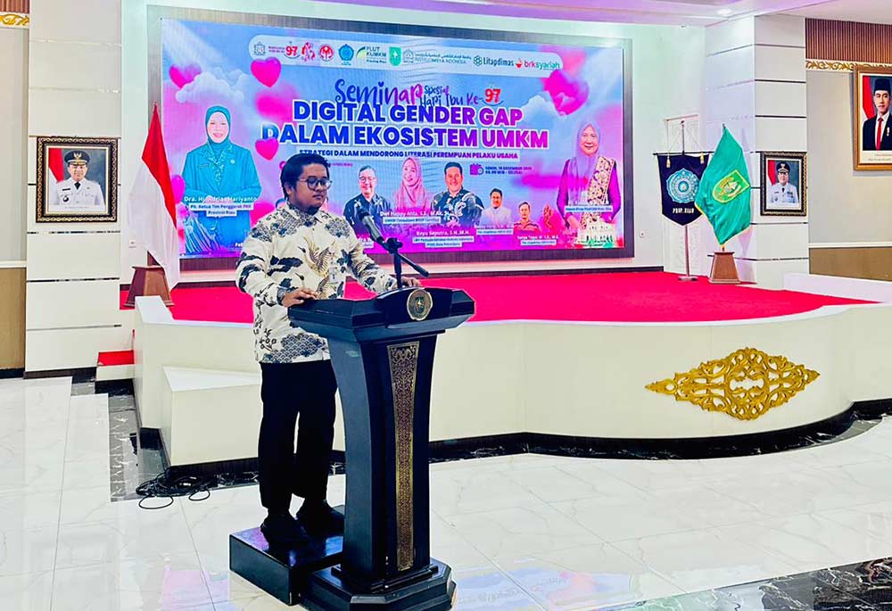 Dosen Fakultas Syariah IMSYA Indonesia Bobby Ferly SH MH menjadi narasumber Seminar Digital Gender Gap dalam Ekosistem UMKM di Gedung Daerah Balai Pauh Janggi, Senin (15/12/2025).