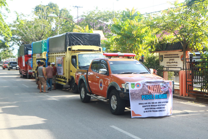 Bantuan hasil donasi Pemkab Inhil melalui BPBD diberangkatkan menuju wilayah bencana sumatera yang terdampak di tiga provinsi, Kamis (25/12/2025).