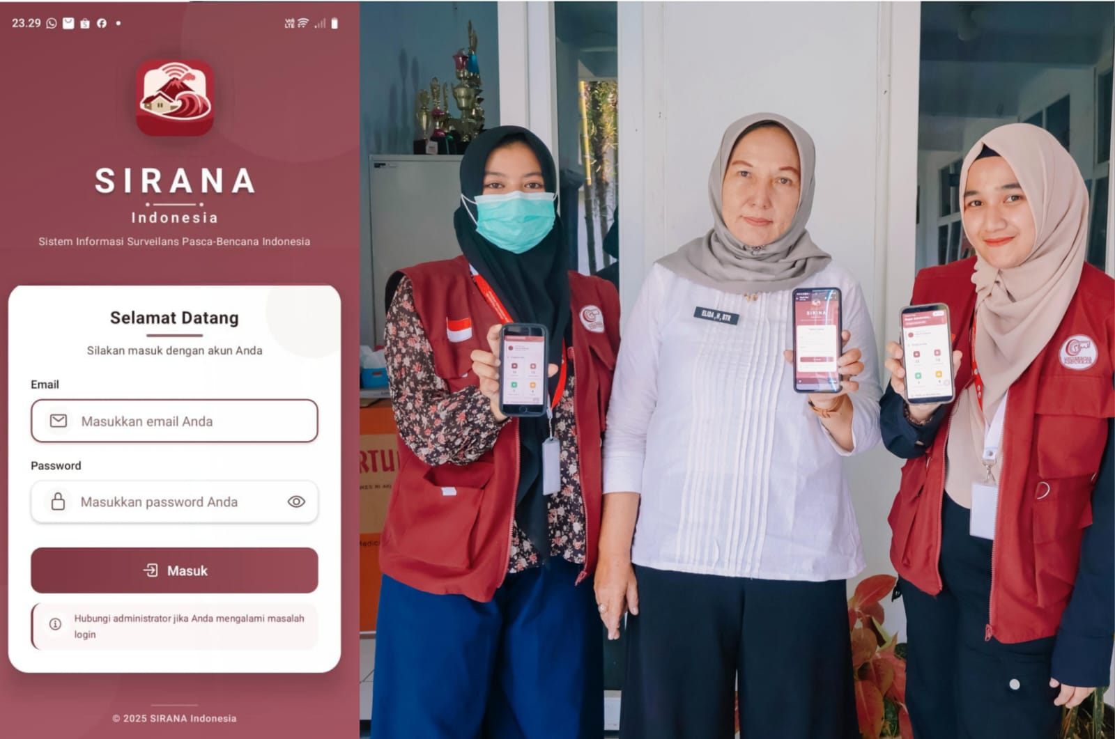 Tim Pelaksana Pengabdian kepada Masyarakat (PKM) Universitas Abdurrab dr. Arnila Melina MKM (kanan) memperkenalkan Aplikasi SIRANA Tapsel, Selasa (23/12/2025).