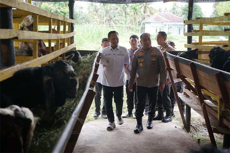Kapolda Riau Irjen Pol Herry Heryawan bersama Wako Agung Nugroho meninjau kawasan Tabung Harmoni Hijau Polda Riau di Jalan Limbungan Pekanbaru, Rabu (7/1/2026).