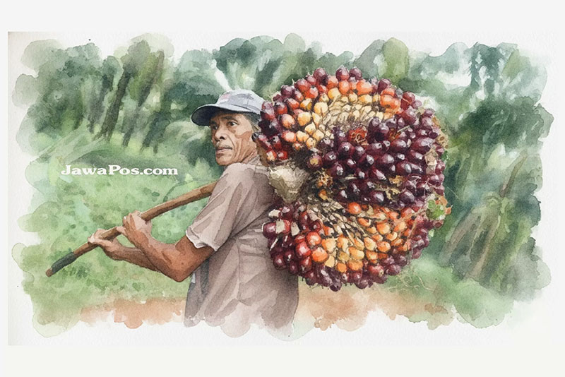 ILUSTRASI:Pekerja kebun sawit.