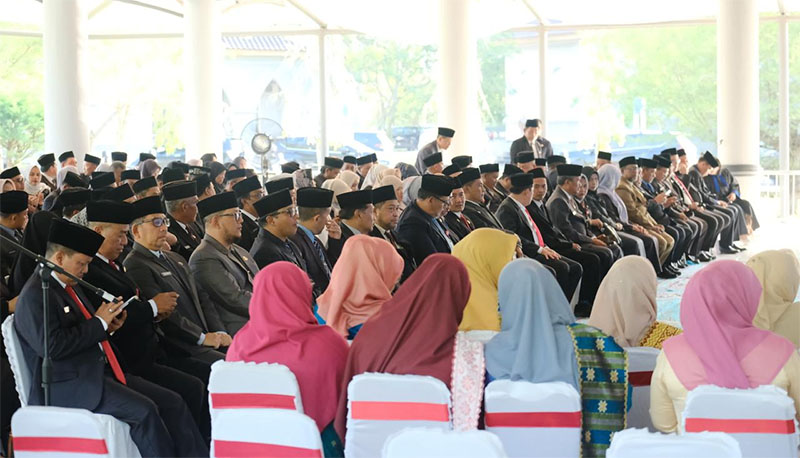 198 pejabat eselon 2, 3 dan 4 Pemkab Siak bersiap dilantik di Balairung Datuk Empat Suku Komplek Eumah Rakyat Siak, Selasa (13/1/2026).