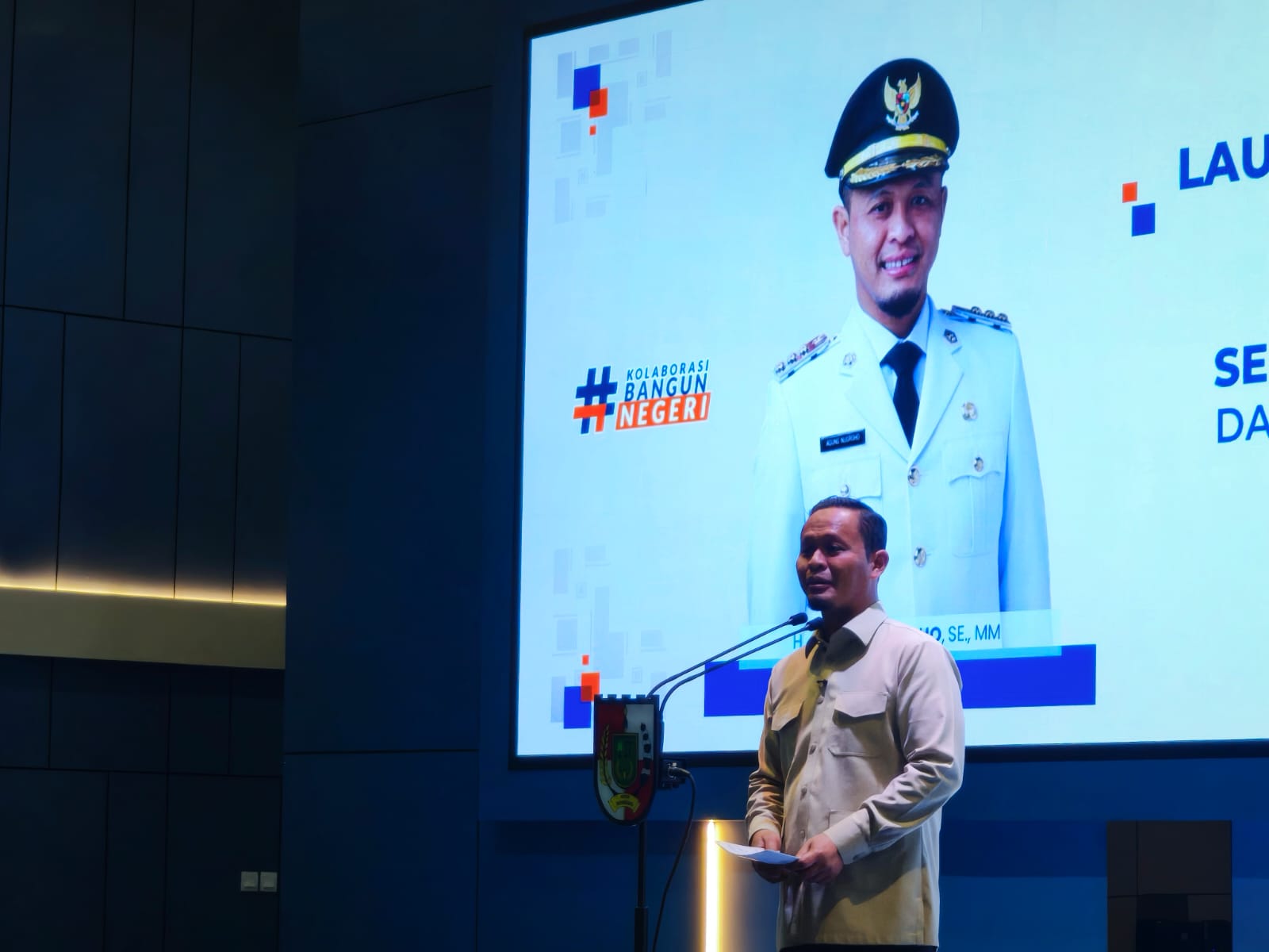 Wako Pekanbaru Agung Nugroho memaparkan aplikasi SIP AMAN saat launching, Rabu (14/1/2025).