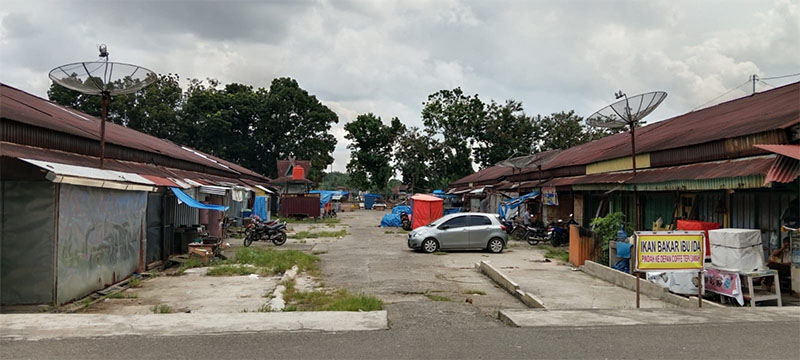 Kios Pasar Bawah Teluk Kuantan yang segera dibongkar Pemkab Kuansing dalam waktu dekat. Foto diambil Kamis (15/1/2026).