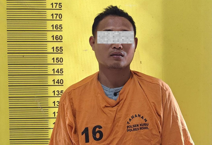 Tersangka pencurian TBS Sawit diamankan di Mapolsek Kubu.