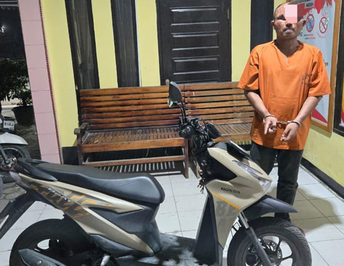 Pria berinisial MU (31) yang nekat mencuri sepeda motor di siang bolong di Jalan Melur I, Desa Pancuran Gading, Kecamatan Tapung, Kabupaten Kampar diamankan polisi.