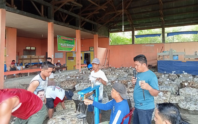 Aktivitas penimbangan karet petani yang menjadi salah satu potensi di Kuansing.