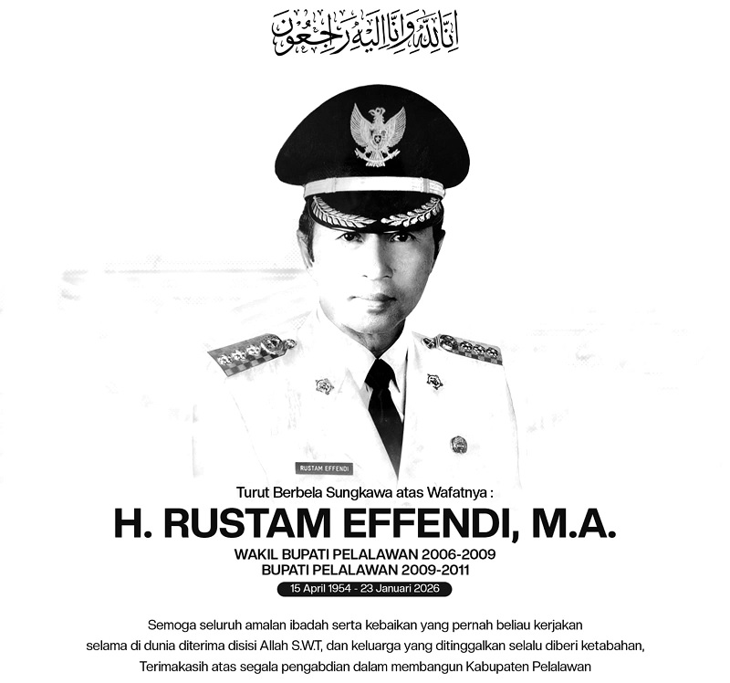 Wakil Bupati (2006&ndash;2009) yang juga Bupati sisa masa jabatan (2009&ndash;2011) Kabupaten Pelalawan, Rustam Effendi MA meninggal dunia, Jumat (23/1/2026) malam.