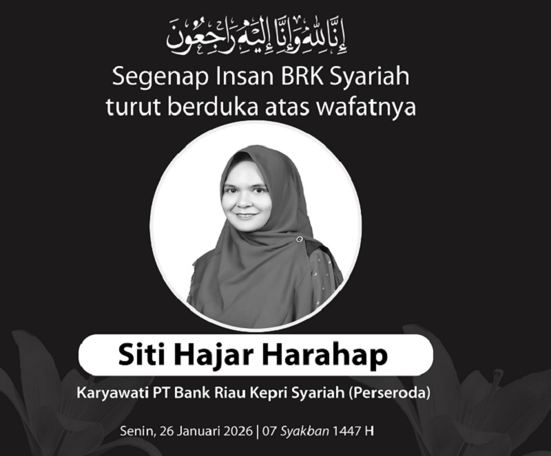 Manajemen BRK Syariah berduka atas meninggalnya pegawai Siti Hajar Harahap setekah ditabrak pelaku jambret di Jalan Tengku Bey, Simpang Tiga.