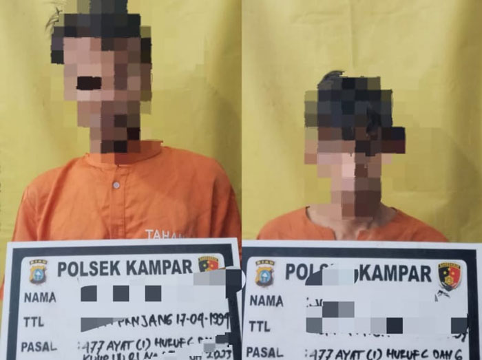 Dua orang pelaku pencurian buah kelapa sawit di Desa Alam Panjang, Kecamatan Rumbio Jaya, Kabupaten Kampar  diamankan warga setempat dan diserahkan ke Polsek Kampar untuk menjalani proses hukum.
