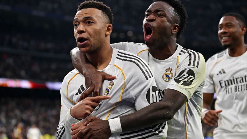 Kylian Mbappe mencetak gol pada menit ke-100 dari titik penati saat Real Madrid mengalahkan Rayo Vallecano 2-1 di Sanriago Bernabeu, Ahad (1/2/2026) malam WIB.