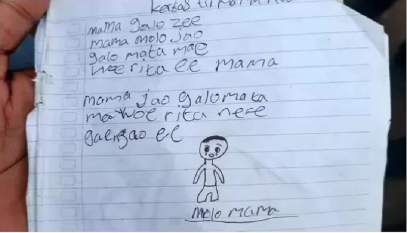 Tulisan tangan ini jadi pesan terakhir YBS kepada sang ibu sebelum ditemukan meninggal.