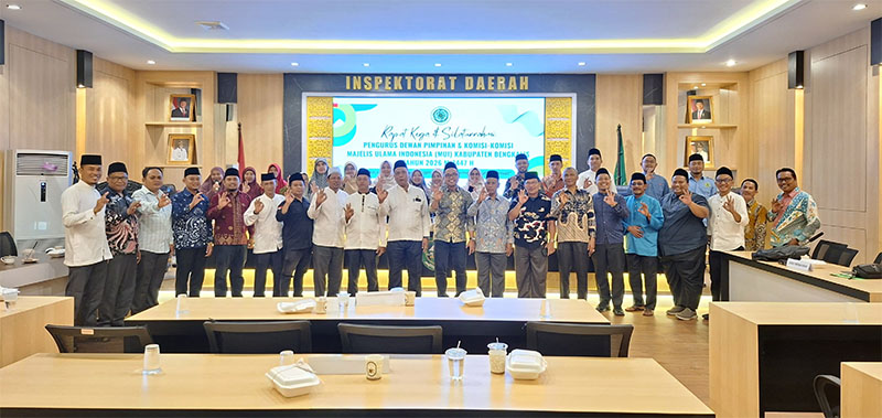 MUI Kabupaten Bengkalis menggelar rapat kerja dalam rencana kerja tahun 2027-2028 di aula kantor Inspektorat Bengkalis Jalan Antara, Rabu (4/2/2026).