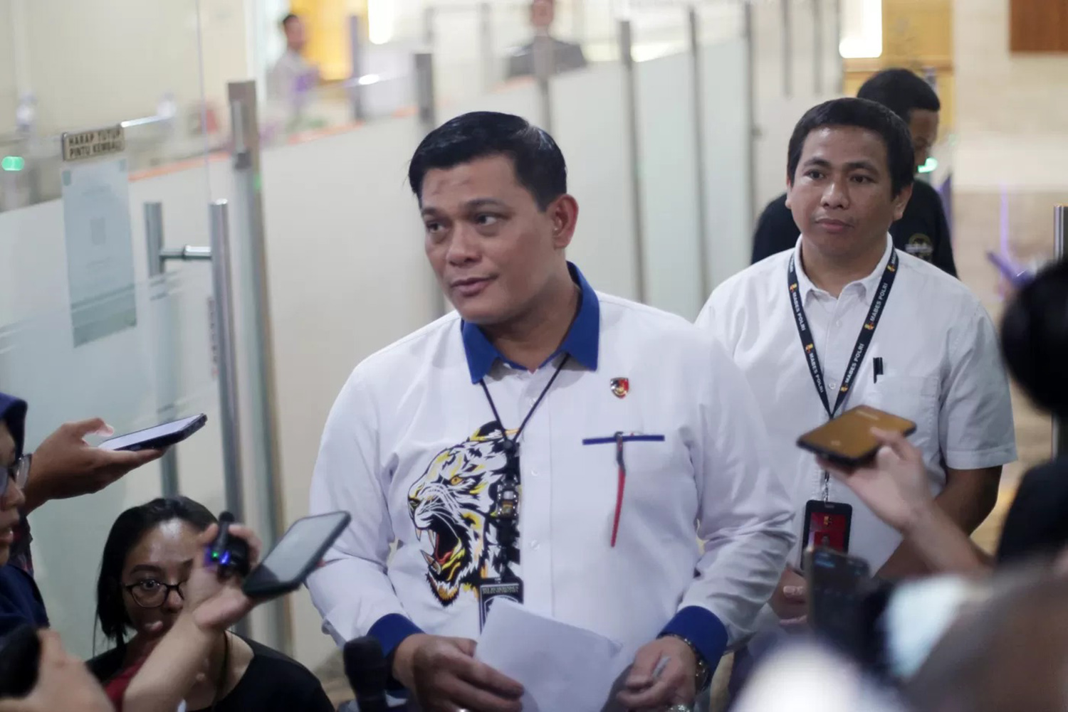 Direktur Tindak Pidana Ekonomi dan Khusus Bareskrim Polri Brigjen Pol Ade Safri Simanjuntak memberikan keterangan terkait temuan saham yang ditransaksikan MPAM dijadikan underlying asset.