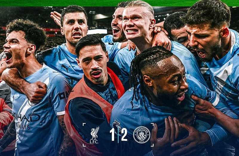 Manchester City bangkit dari ketertinggalan untuk menang 2-1 di kandang Liverpool, Anfield, Ahad (8/2/2026).