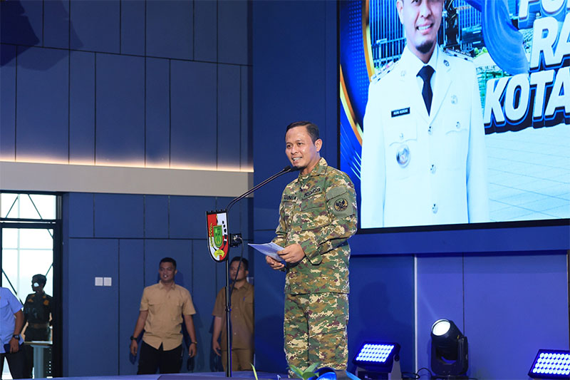 Wako Pekanbaru, Agung Nugroho saat hadir di FKP penyusunan Rancangan Awal Rencana Kerja Pemerintah Daerah (RKPD) Kota Pekanbaru
