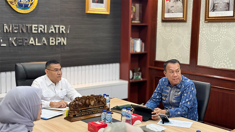 Wabup Muzamil Baharudin saat beraudiensi bersama Wakil Menteri Agraria dan Tata Ruang/Badan Pertanahan Nasional (ATR/BPN) RI, Mayor TNI (Purn) H Ossy Dermawan, di Jakarta, Rabu (11/2/2026).