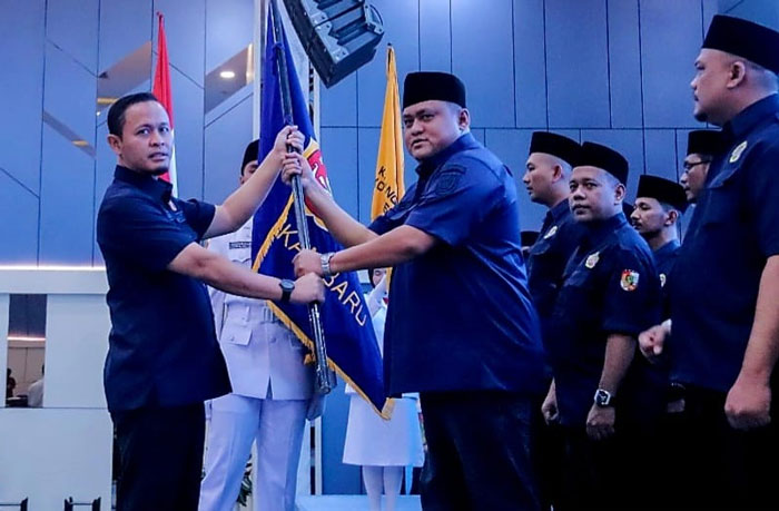 Wako Agung Nugroho saat menghadiri pelantikan dan pengukuhan Pengurus Karang Taruna Kota Pekanbaru.