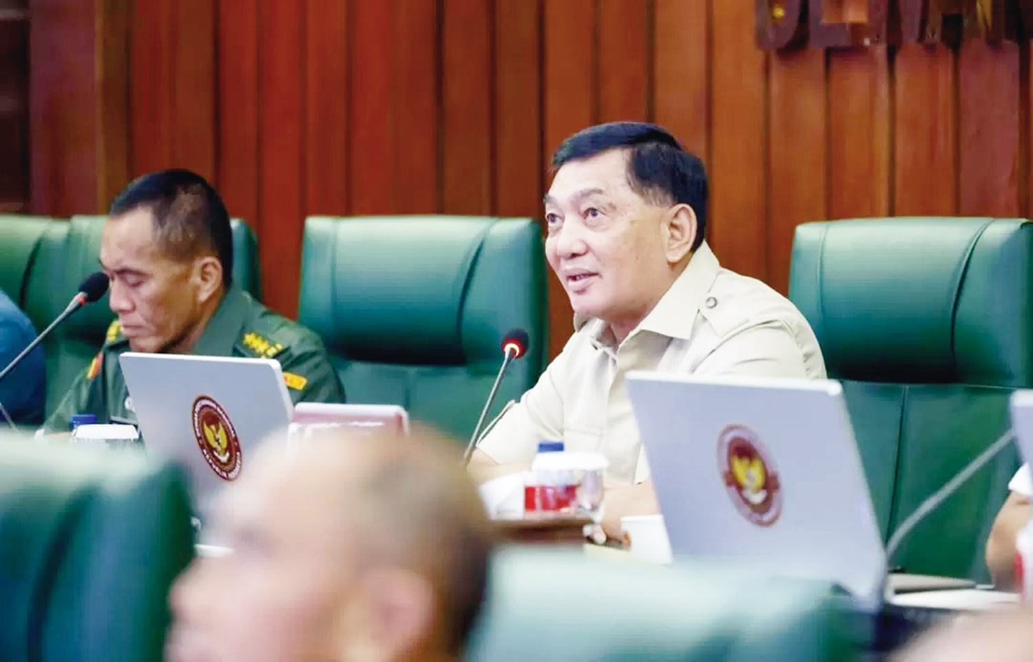 Menteri Pertahanan (Menhan) Sjafrie Sjamsoeddin saat mengikuti rapat dengan presiden di Ja&shy;karta, belum lama ini.