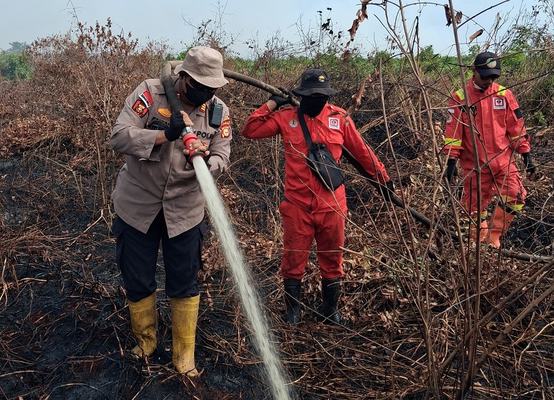 Kebakaran lahan di Desa Sukarjo Mesim mulai padam total setelah diguyur hujan selama 10 jam. Namun upaya pemantauan tetap dilakukan oleh Kapolsek Rupat AKP Faisal agar api tak muncul kembali, Selasa.