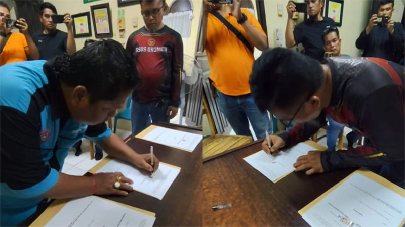 Dua kubu PUK SPTI  PT PT PAA di Desa Bumbung, Kecamatan Bathin Solapan meneken surat kesepakatan bersama yang ditandatangani pada, Rabu (18/2/2026).