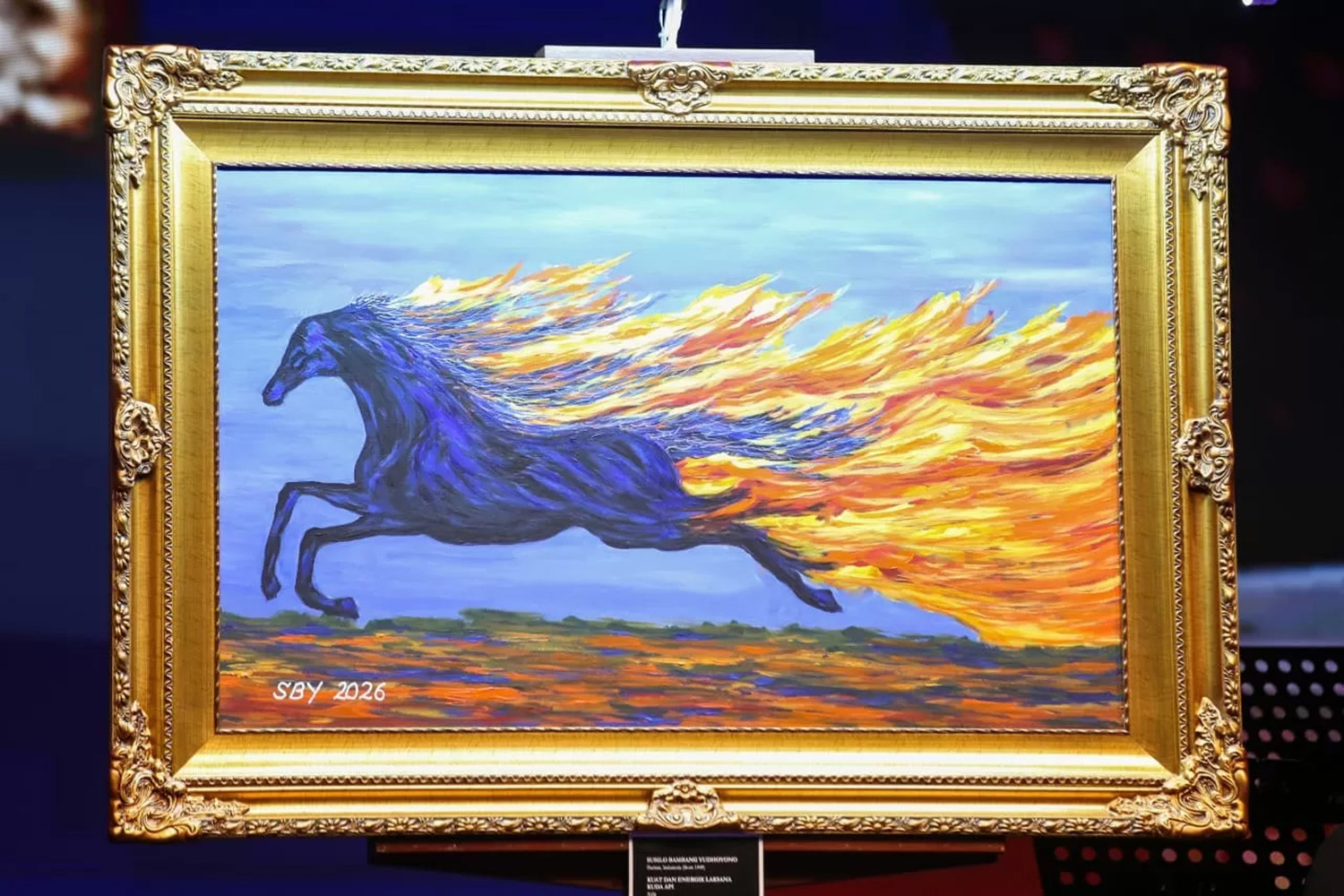 Lukisan karya Presiden ke-6 RI Susilo Bambang Yudhoyono terjual seharga Rp6,5 miliar dalam lelang pada perayaan Tahun Baru Imlek Partai Demokrat di Djakarta Theater, Rabu (18/2/2026).
