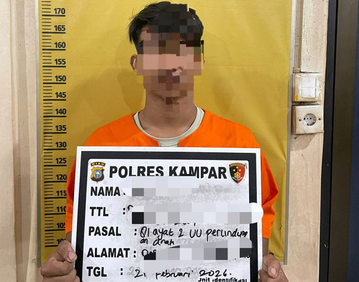 Unit PPA Sat Reskrim Polres Kampar mengamankan pria berinisial SY (22), warga Kecamatan XIII Koto Kampar, atas dugaan tindak pidana pencabulan anak di bawah umur.