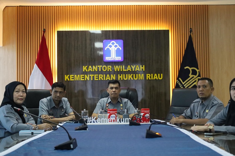 Kepala Kanwil Kemenkum Rudy Hendra Pakpahan bersama jajaran mengikuti rapat persiapan dan penyampaian tata cara UPKP dan Ujian Dinas Tahun 2026, Senin (2/3/2026).