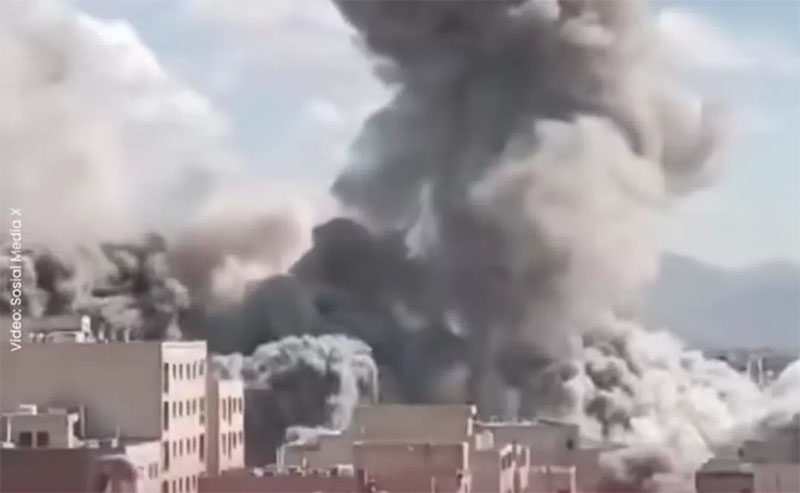 Ilustrasi rudal Iran menghantam pusat kota Tel Aviv Israel. 