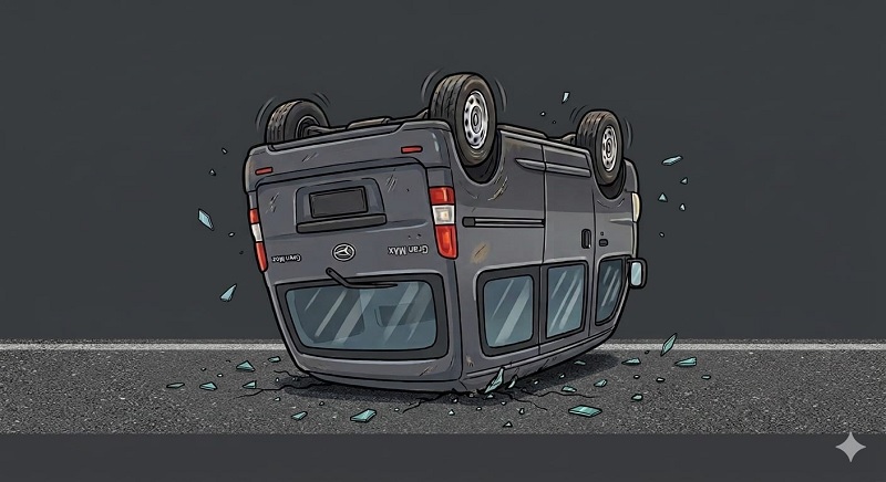 Ilustrasi mibil terbalik.
