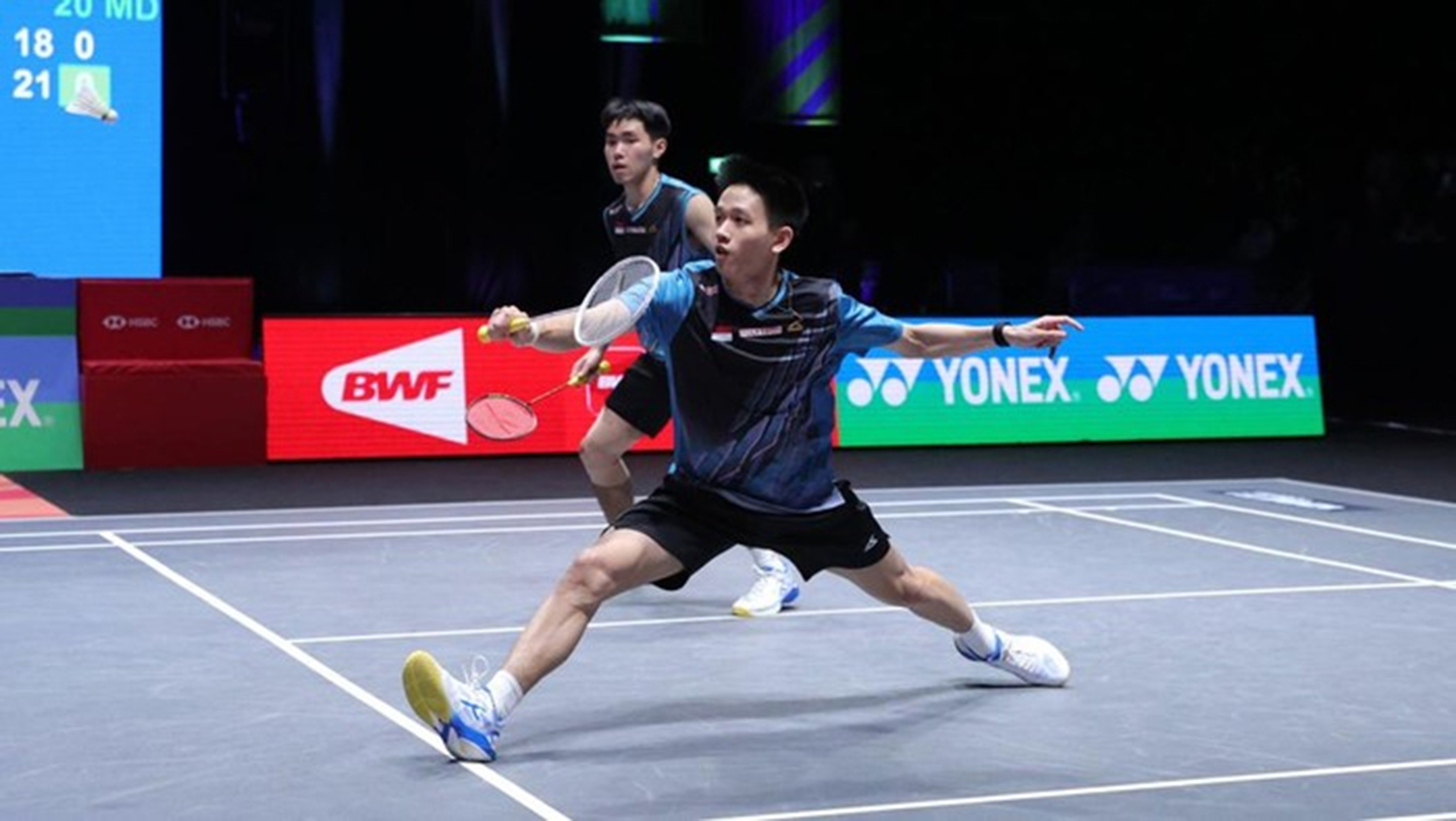 aymond Indra/Nikolaus Joaquin berusaha keras, kendati kalah saat berhadapan dengan pasangan Korea Selatan Kim Won Ho/Seo Seung Jae pada babak semifinal All England 2026 di Utilita Arena Birmingham.