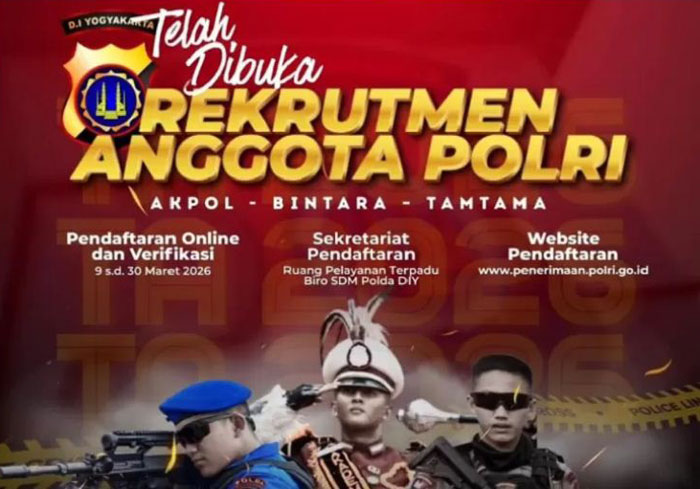 Rekrutmen penerimaan anggota Polri 2026 sudah dibuka. 
