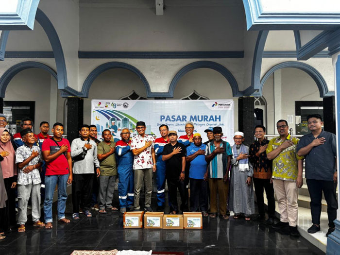 Pasar Murah Ramadan digelar oleh PT Pertamina Hulu Rokan (PHR) di halaman Masjid Raya Darul Muttaqin, Desa Pantai Cermin, Kecamatan Tapung, Kamis (12/3/2026).