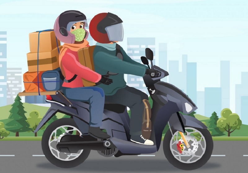   Ilustrasi mudik Idulfitri mengguakan sepeda motor.