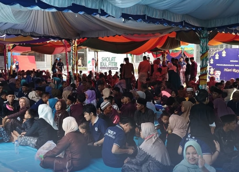 Keluarga WBP memanfaatkan momen hari raya Idul Fitri 1447 Hijriyah untuk berkumpul bersama keluarganya yang berada di Lapas Bengkalis, Sabtu (21/3/2026).