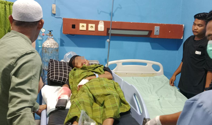 Korban petasan yang meledak, F dirawat intensif di RSUD Teluk Kuantan, Kamis (26/3/2026) malam. 