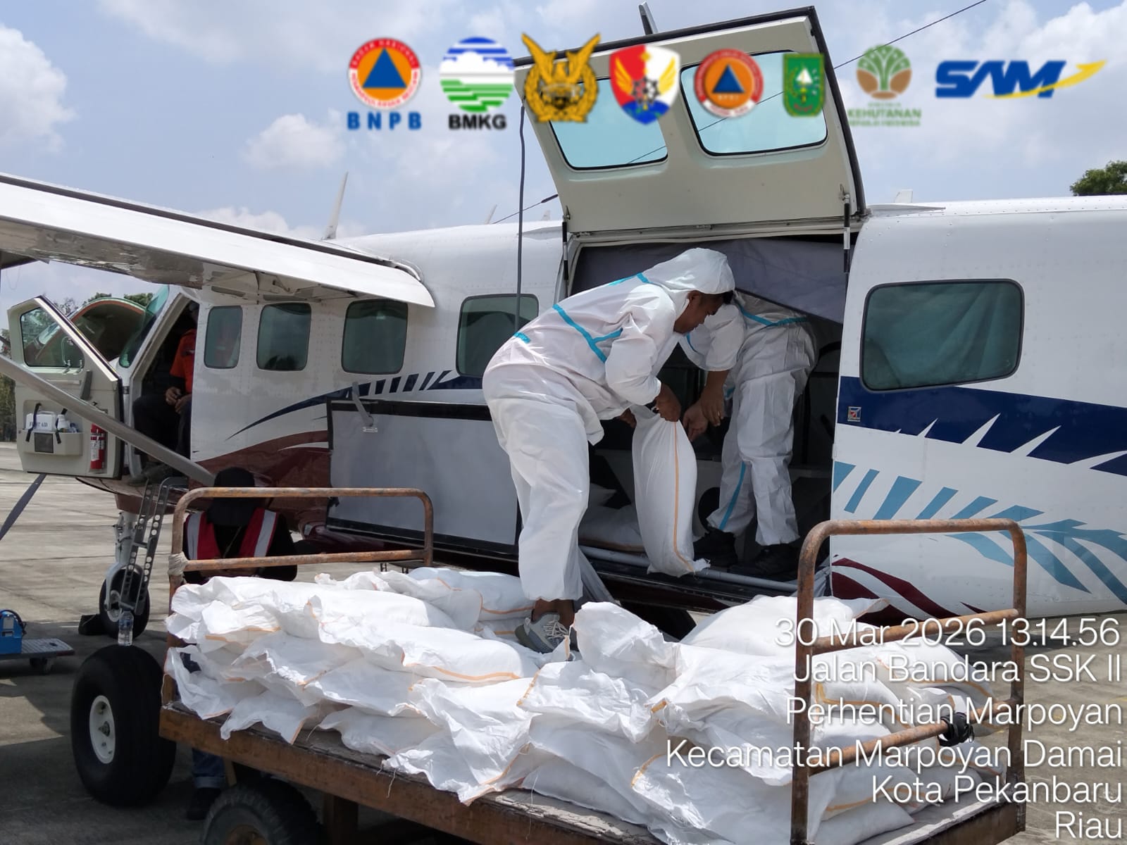 Kegiatan OMC di Provinsi Riau yang dilaksanakan oleh pihak BNPB, Senin (30/3/2026).