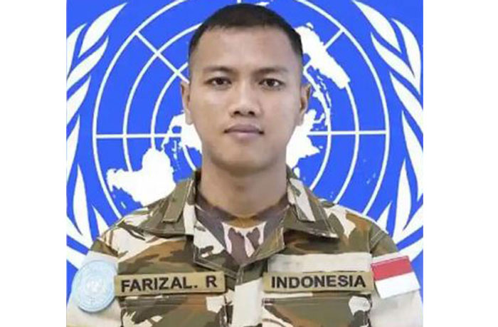 Praka Farizal Rhomadhon, pajurit TNI yang gugur saat bertugas di Lebanon.