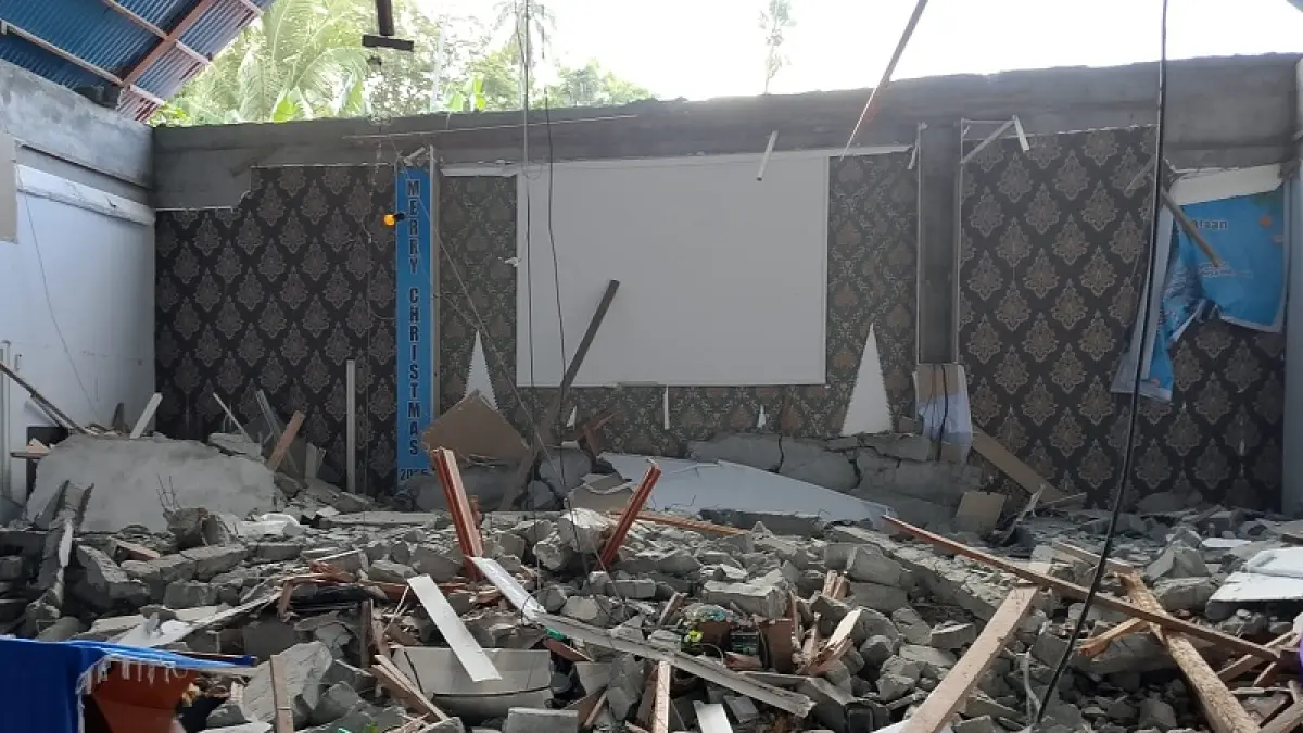 Bangunan mengalami kerusakan akibat gempa di Kecamatan Batang Dua, Kota Ternate, Kamis (2/4/2026). (BPBD Kota Ternate)