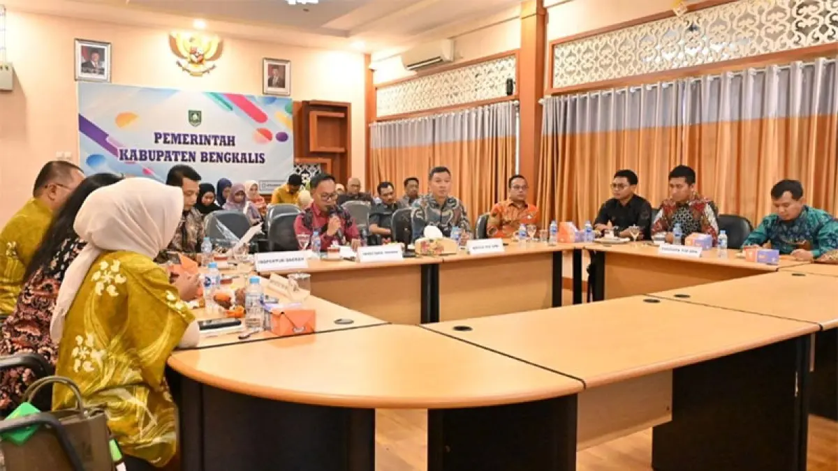 Badan Pemeriksa Keuangan Republik Indonesia (BPK RI) entry meeting pemeriksaan terinci terjadwal LKPD 2025 di Ruang Rapat Hang Jebat, Kantor Bupati Bengkalis, Rabu (2/4/2026). (ISTIMEWA)