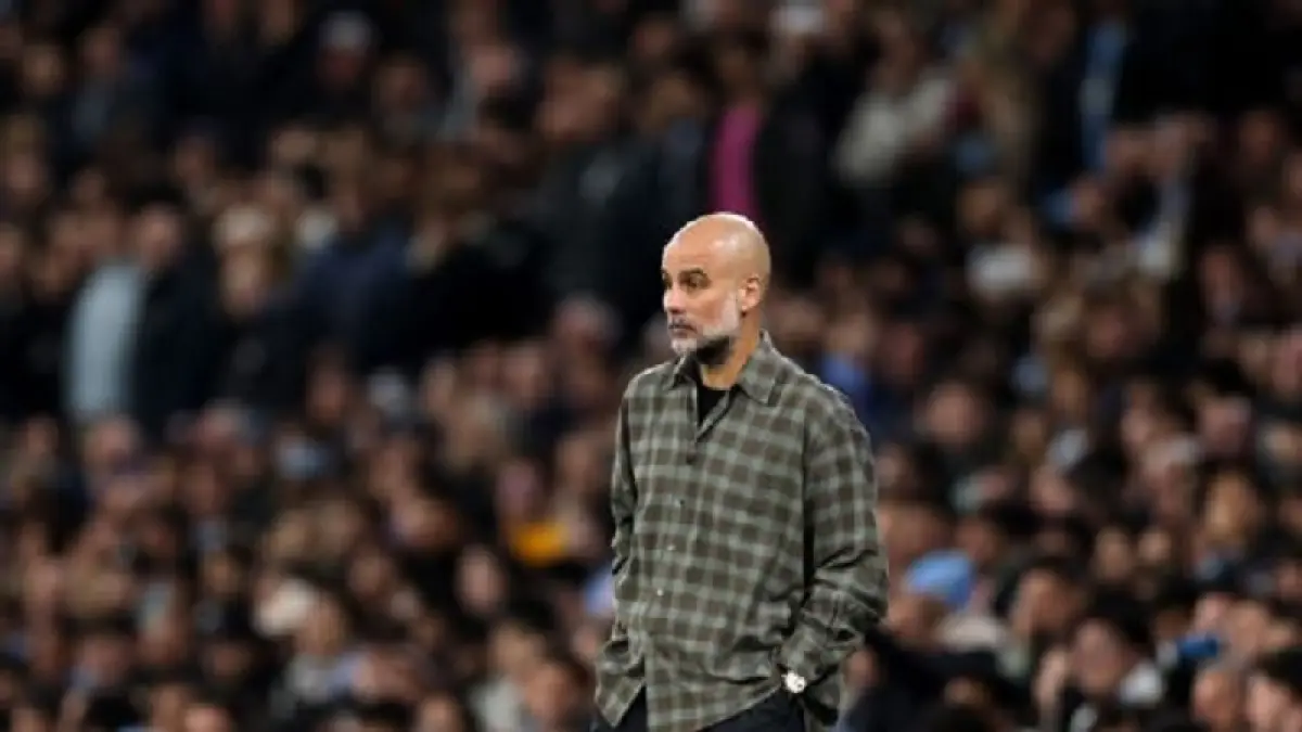 Masa depan Pep Guardiola di Manchester City masih belum jelas.(Michael Regan/Getty Images)