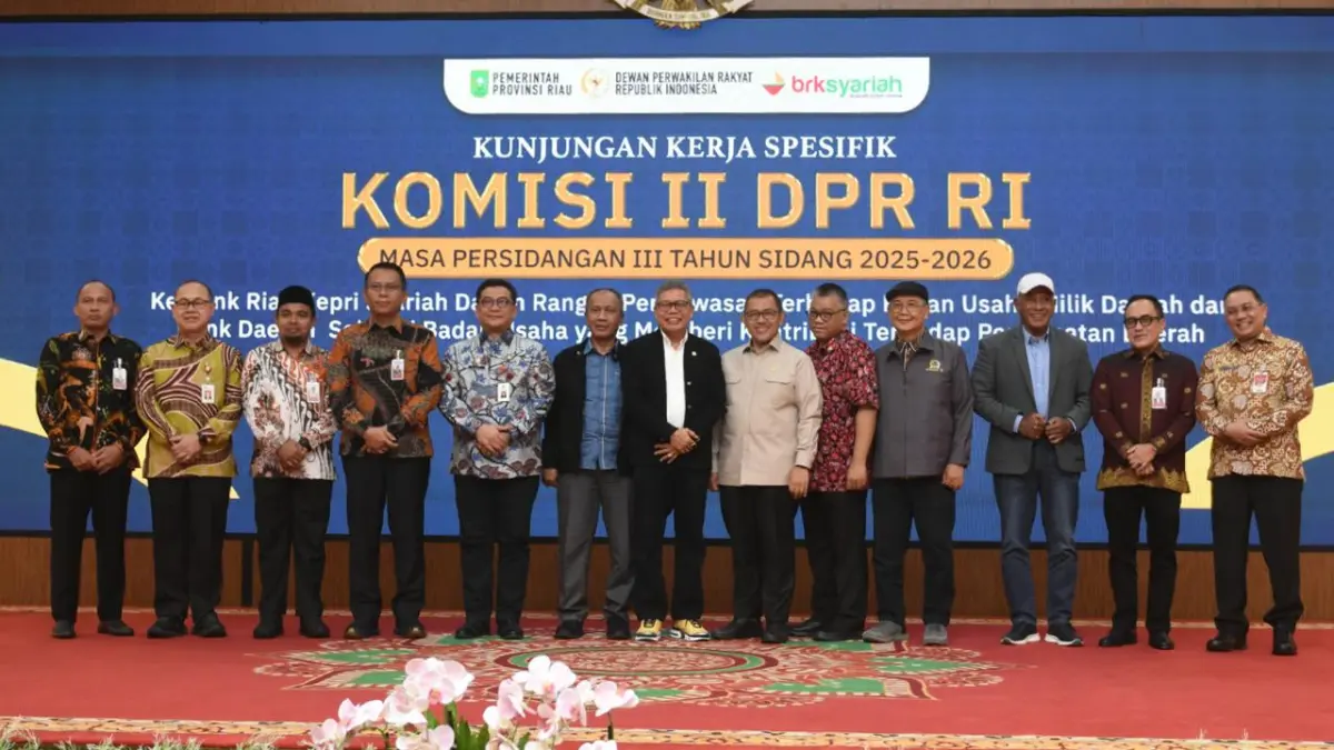 Kunjungan Kerja Spesifik Komisi II DPR RI di Provinsi Riau, Kamis (2/4/2026). Kegiatan yang berlangsung di Ballroom Menara Dang Merdu BRK Syariah