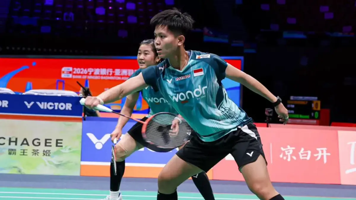 Amallia Cahaya Pratiwi dan Siti Fadia Silva Ramadhanti menang atas ganda putri unggulan ketiga asal Korsel, Baek Ha-na dan Lee So-hee, dalam babak 16 besar BAC 2026, Kamis (9/4/2026). (PBSI)