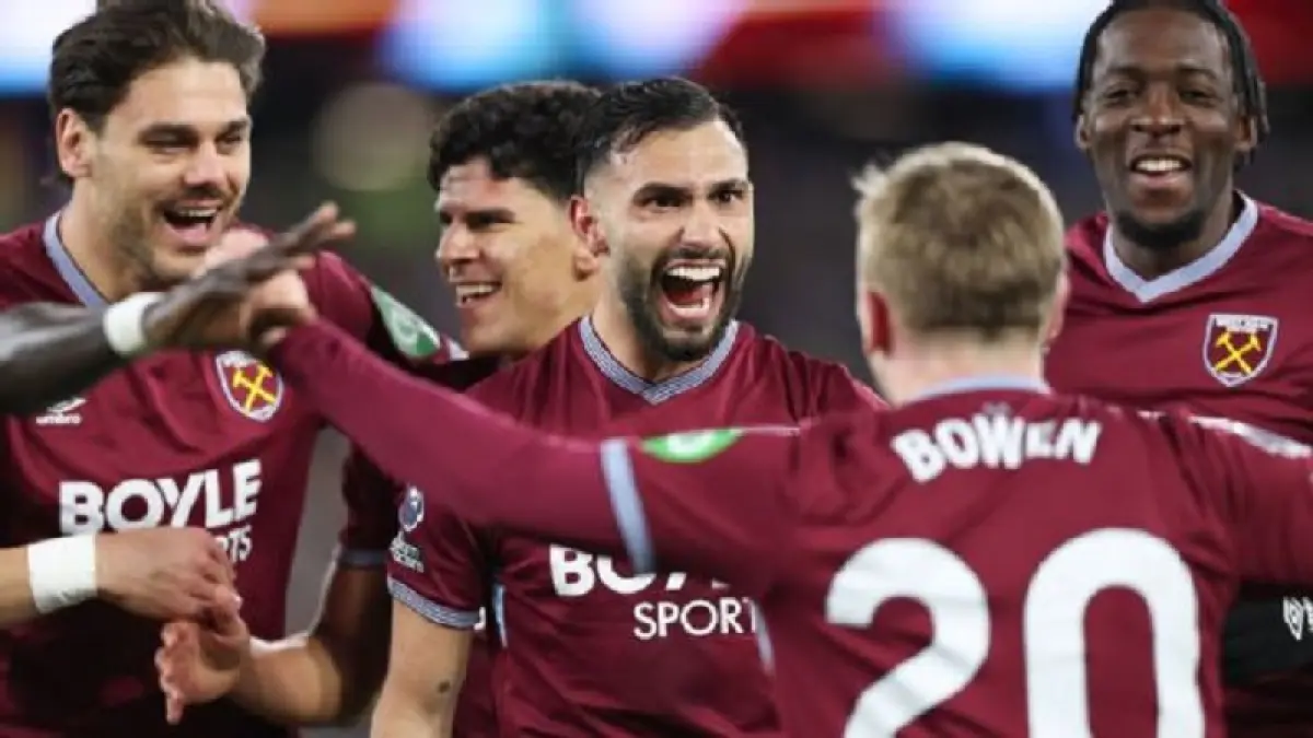 Valentín Castellanos mencetak dua gol dalam kemenangan 4-0 West Ham atas Wolves pada pekan ke-32 Liga Premier di London Stadium. (Rob Newell - CameraSport via Getty Images)