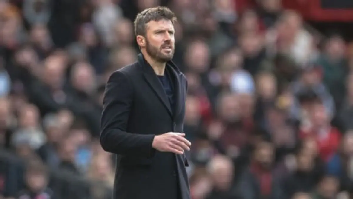 Michael Carrick mengatakan dia terlibat dalam pembicaraan tentang masa depan Manchester United. (Mark Cosgrove/News Images/NurPhoto via Getty Images)