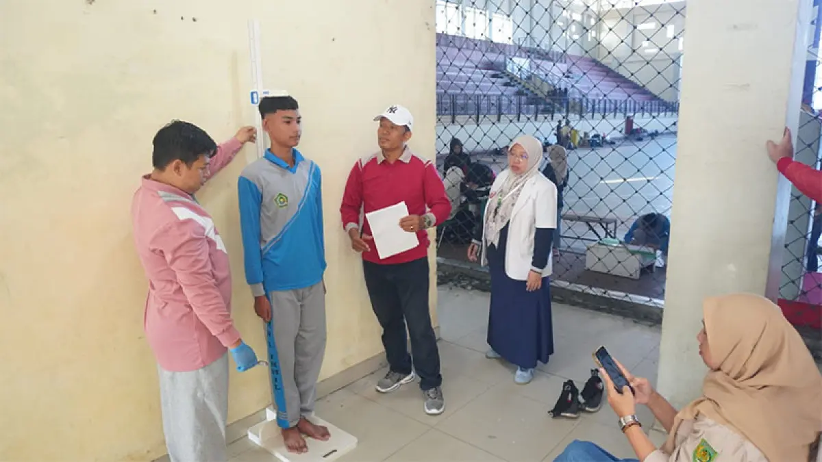 Peserta mengikuti seleksi Paskibraka Inhil tahun 2026 di &nbsp;Venue Futsal Jalan Lingkar I, Kota Tembilahan, Selasa (14/4/2026). (ISTIMEWA)