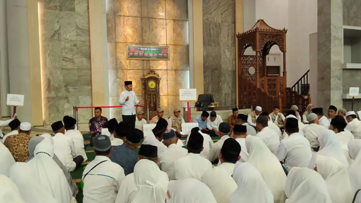 Sebanyak 452 JCH Kabupaten Kampar mengikuti kegiatan manasik haji tingkat kabupaten tahun 1447 H/2026 M di Kompleks Masjid Jami’ Al-Ihsan, Markaz Islami Kabupaten Kampar, Selasa (14/4/2026).(Kemenhaj Kampar untuk Riaupos.co)